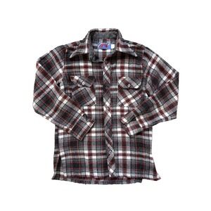 Vintage 80s Wrangler Shirt Men LG Fireball Logo Plaid‎ Flannel Western Cowboy